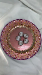 Mendhi thaal henna Asian Wedding candles thaal pink gold Pakistani Wedding - Picture 1 of 14