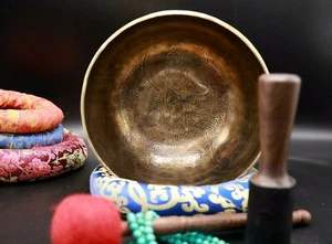 10" Goddess Tara engraved singing bowl - meditation - home & living - yoga bowl - Picture 1 of 7
