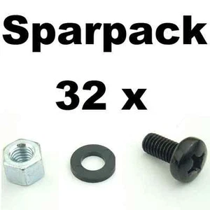 32 Sets Rackschrauben M6 x 12 + Unterlegscheibe flach + Sechskant Rackmutter AH - Bild 1 von 4