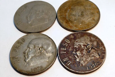 UN 1 PESO 1970-1978 MONEDA MÉXICO lote de 4 paquete de cuatro Foto 1 de 4