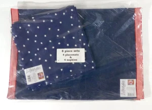 Bardwil Linens Patriotic Stars & Stripes Set of 4 Placemats & 4 Napkins NEW - Picture 1 of 6