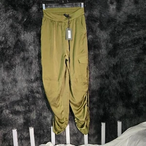 ALLSAINTS Kaye Oversized Drawcord Trousers – Khaki Green – Women’s Size S - Picture 1 of 12