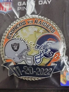 Las Vegas Raiders VS Denver Broncos GAME DAY PIN 11/20/2022 SALUTE TO SERVICE - Picture 1 of 1