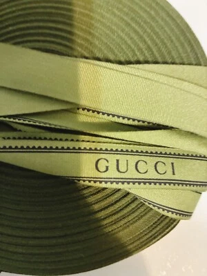 Authentic GUCCI Ribbon Green, 5/8 In wide, sell by the yard, Made in Italy. - Image 1 of 2