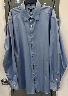 Camisa de vestir Claiborne para hombre talla 17 fácil cuidado calce ajustado algodón azul a rayas Foto 1 de 4
