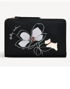 Radley ‘Blooming Radley’ Medium Bifold Purse In Black BNWT RRP £79 - Picture 1 of 7