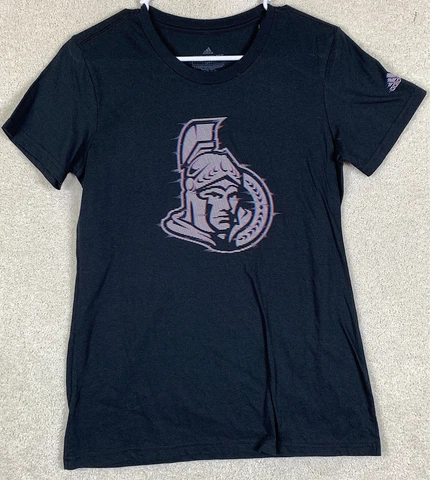 Ottawa Senators NHL Small T Shirt Adidas New  Black Adult Size Small T Shirt New Cover