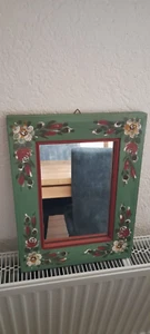 Spiegel mit Massivholzrahmen handbemalt - Landhaus Stil 28 x 37 cm - Bild 1 von 12