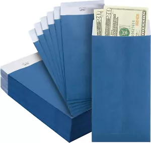 Envelopes for Cash, 100 Pack, 6.5" x 3.5", Blue Cash Envelopes, 100 Envelopes Mo - Picture 1 of 12