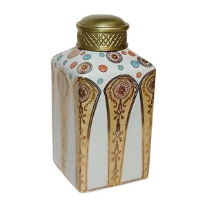 Tarro de jengibre estilo persa vintage metal latón y cerámica dorado decoración bohemia - Imagen 1 de 13