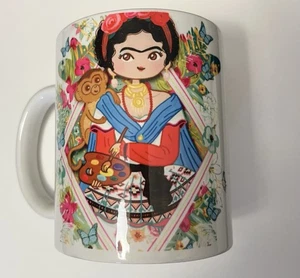 Frida Kahlo Keramiktasse, Kaffeetasse, Enamorate Cartoon Floral - Bild 1 von 2