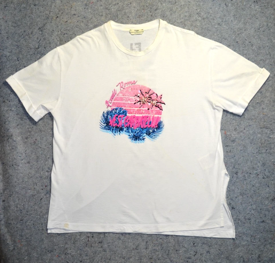 $950 RARE Fendi SS18 "West Garbatella" T-Shirt Pop Tour Limited Sequins Size XL - Image 1 of 4