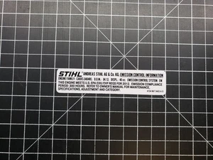 Stihl Emissions Label Stihl Label # 4134 967 3403 A S, # 41349673403AS - Picture 1 of 2