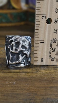 Lugdun Artisans Plague Heavy And Robust Sterling Silver Skull Ring Size 13.5 - Image 1 of 4