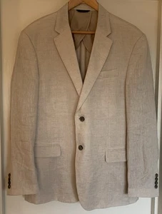 Tasso Elba Jacket Mens L Light Beige Linen Blazer Beachy Coastal Neutral Minimal - Picture 1 of 9