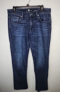 7 For All Mankind Carsen Jeans Men's Size 33W 33L Denim Straight Leg Made in USA - Picture 1 of 18