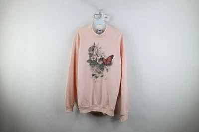 Sudadera vintage años 90 Streetwear para mujer grande flor mariposa capas rosa Foto 1 de 4
