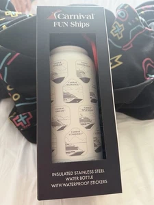 Carnival Fun Schiffe Kreuzfahrt Reise Wasserflasche mit Aufklebern Neu im Karton NEU - Bild 1 von 6