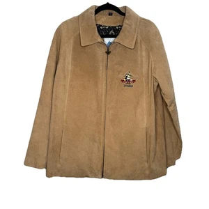 Walt Disneyland Park Damen XL Wildleder Lederjacke hellbraun Reißverschluss weich Vintage - Bild 1 von 11