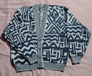 Maglione maglia nonno vintage NUOVO XL multicolore cardigan Argyle geometrico - Foto 1 di 6