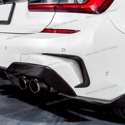 Real Carbon Fiber MP Rear Bumper Vent Canards For BMW 3-Series M340i G20 Pre-LCI — 第 1/4 张图片