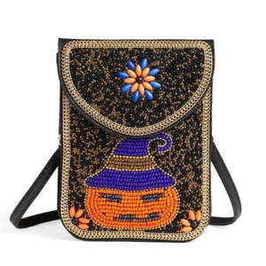 Kunsthandwerk Perlen Clutch Umhängetasche Halloween Kürbis - Bild 1 von 1