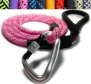 Locking Carabiner Rope Dog Leash for All Breeds | Reflective & Heavy-Duty 6-F... - Picture 1 of 9