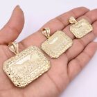 Rectangle Last Supper Textured Nugget Charm Pendant Real Solid 10K Yellow Gold