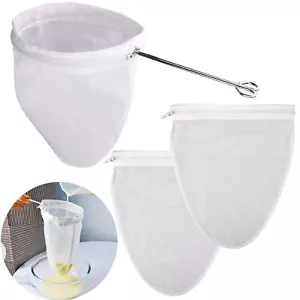 Ultra Fine Reusable Filter Bags With Stainless Steel Handle For Nut Milk Coffee - Picture 1 of 8
