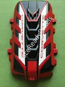 2020/24 CORVETTE C8 ENGINE COVER TORCH RED ARCTIC WHITE CARBON FIBER RAILS OEM! - Bild 1 von 3