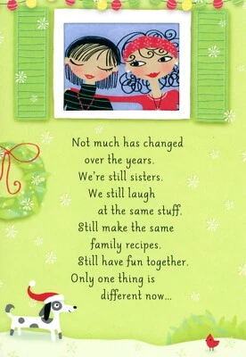 Funny CHRISTMAS Card FOR SISTER, Girls Adult Table Friends Joke by Hallmark +✉ - Image 1 of 4