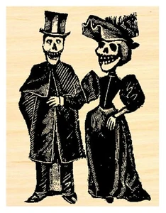 P46 Dia de los Muertos (Day of the Dead) rubber stamp wood mounted - Picture 1 of 3