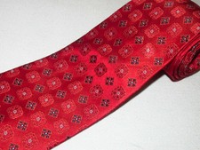 New Jos A Bank Tie Signature Ruby Red Glossy Floral Geometric Luxury Designer 