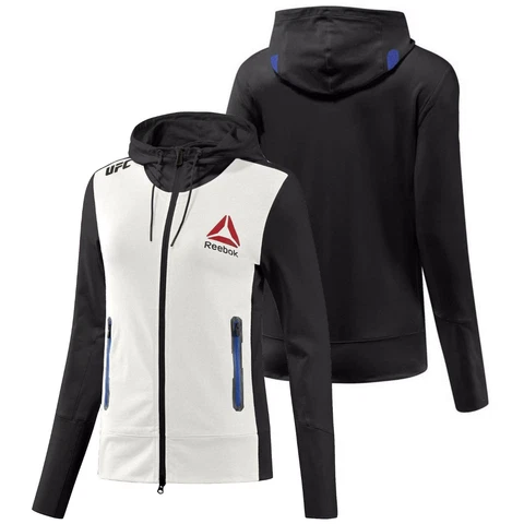 Reebok Official UFC League Fight Kit Womens Full Zip Walkout Hoodie Black Royal Cover