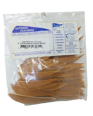 Paquete de 100 plumas Gateway 3" ala izquierda: marrón desierto parabólico 300LPSDB-100 Foto 1 de 3