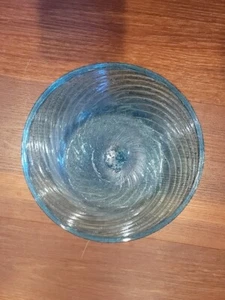 Vintage Venetian Blown Glass Turquoise Aqua Swirl Plate Dinner Salad Pontil Mark - Picture 1 of 2