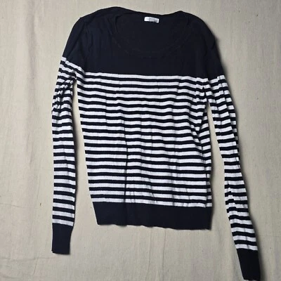 Suéter para mujer BP pequeño negro blanco a rayas pulóver manga larga ligero Foto 1 de 4