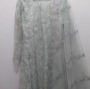 Asian Pakistani Indian Wedding/Party wear dress frock, colour Blue , size M - Picture 1 of 7