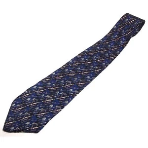 Van Heusen Mens Blue Purple Gold Geometric Mens Necktie Tie 100% Silk 59" - Picture 1 of 3