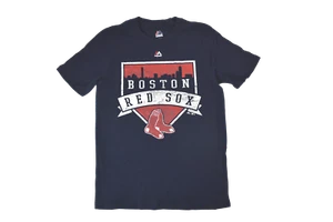 Majestic MLB Youth Boys Boston Red Sox Boston Skyline Retro Print Shirt NWT M, L - Picture 1 of 1