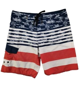 No Fear Boardshorts Badehose Herren rot weiß blau Cargo Taschen Gr. 36 - Bild 1 von 10