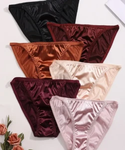 6 Pack Liquid Satin Cheeky Panty Hot Sexy Naughty Slippery Sissy Size L 🔥 - Picture 1 of 3