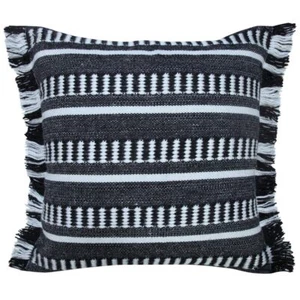 20 X 20 Black Zippered Geometric Indoor Outdoor Throw Pillow - Picture 1 of 1