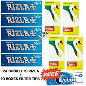 1200 Rizla Blue Rolling Papers + 1200 Swan Extra Slim Tips Free Chewing Gum - Picture 1 of 1