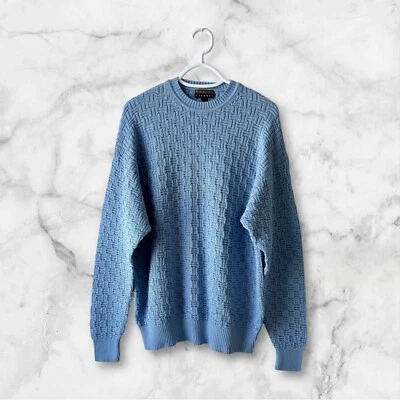 Robert Talbott Sweater Mens Sz XL Blue 100% Cotton Crew Neck Pullover Cozy Fall - Image 1 of 4