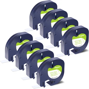 8PK For DYMO LetraTag Plus QX50 Tape Refills 91330 Label White Paper 12mm - Picture 1 of 12