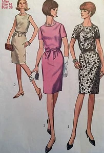 USED & VINTAGE 1966 SIMPLICITY 6458 SHIFT DRESS PATTERN 16/36" - Picture 1 of 2