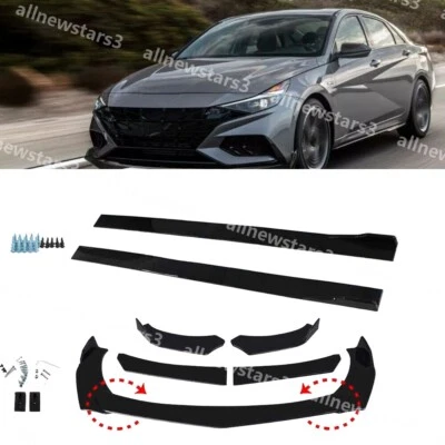 For Hyundai Elantra 2013-18 Front Bumper Lip Spoiler Side Skirt Splitter Kit US Foto 1 de 4