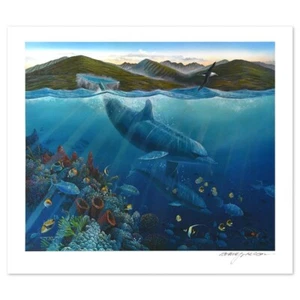 Robert Lyn Nelson-"Lahaina Sea Flight"-LE Mixed Media/Paper/Hand Signed/LOA - Picture 1 of 2