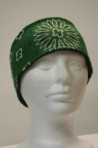 #063 Forrest Green Paisley Fleece lined adjustable headband - Picture 1 of 4
